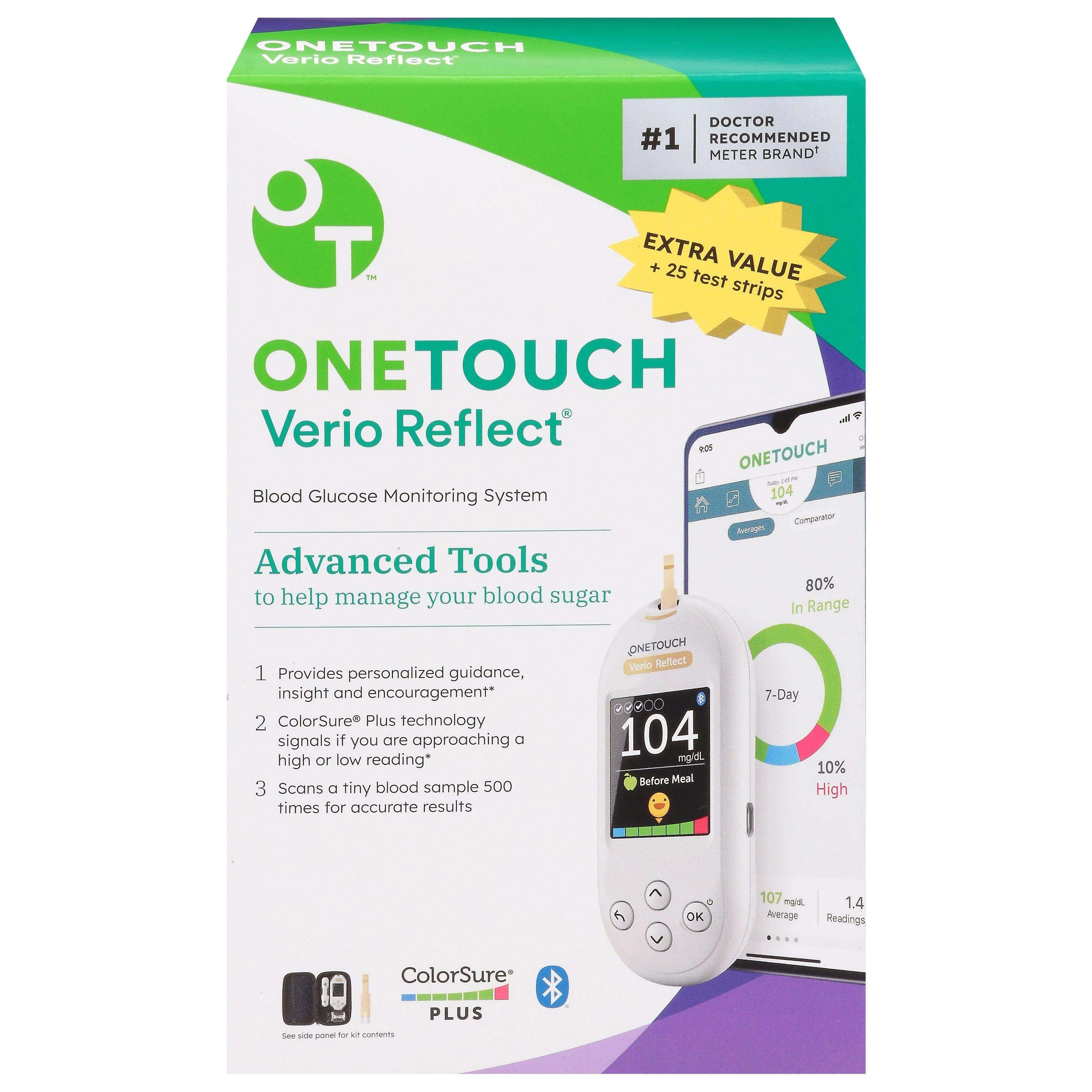 OneTouch Verio Reflect Blood Glucose Meter Value Starter Kit