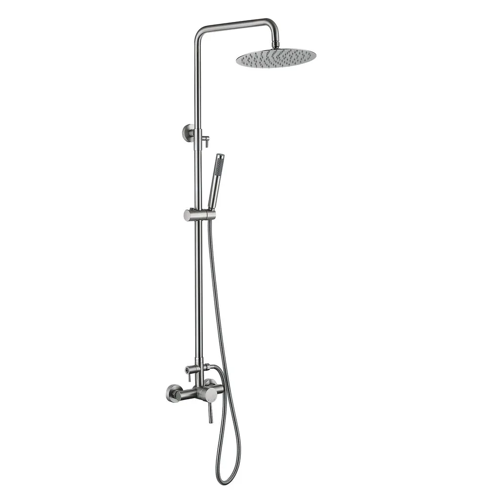 Outdoor Shower System 2-Function Polish Chrome Shower Faucet Set Wall Mount JK0146