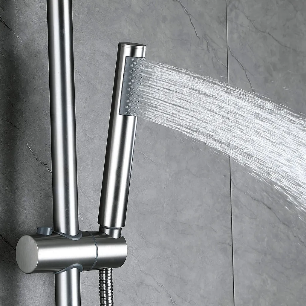 Outdoor Shower System 2-Function Polish Chrome Shower Faucet Set Wall Mount JK0146