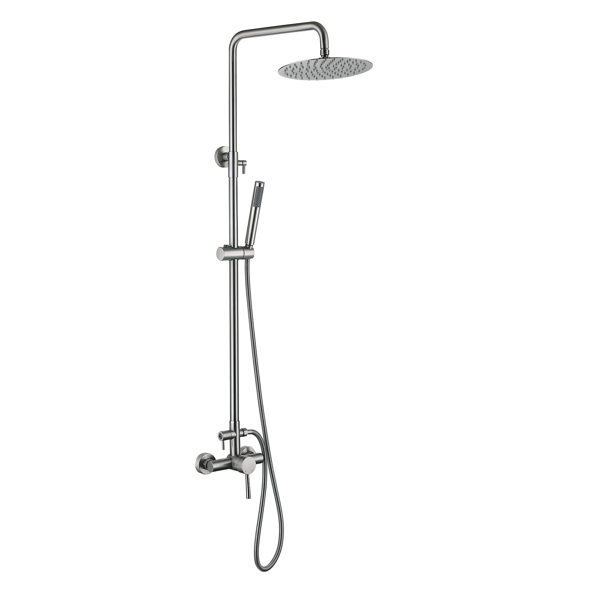 Outdoor Shower Wall Mount with 10-Inch Thin Shower Head and Handheld JK0290