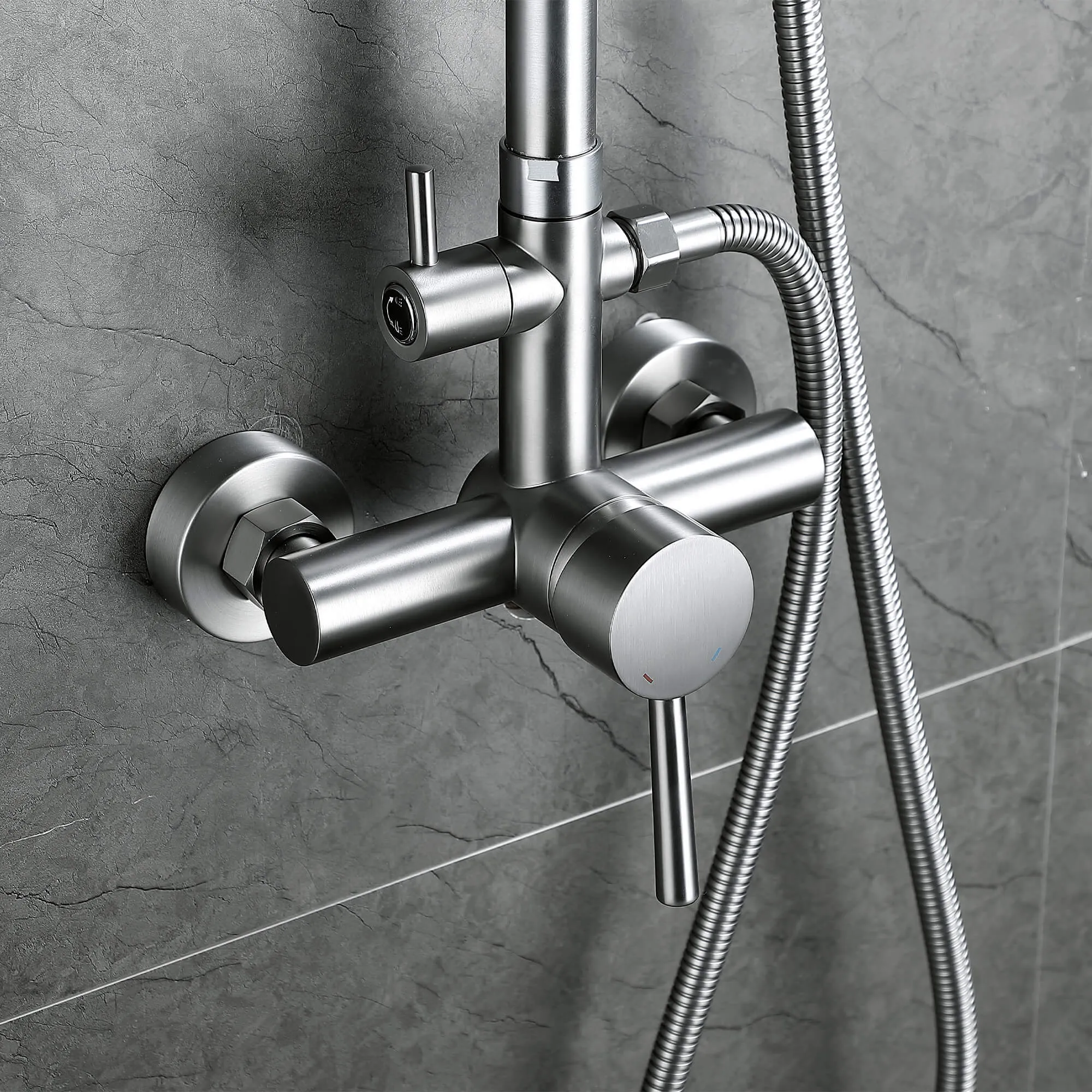 Outdoor Shower Wall Mount with 10-Inch Thin Shower Head and Handheld JK0290