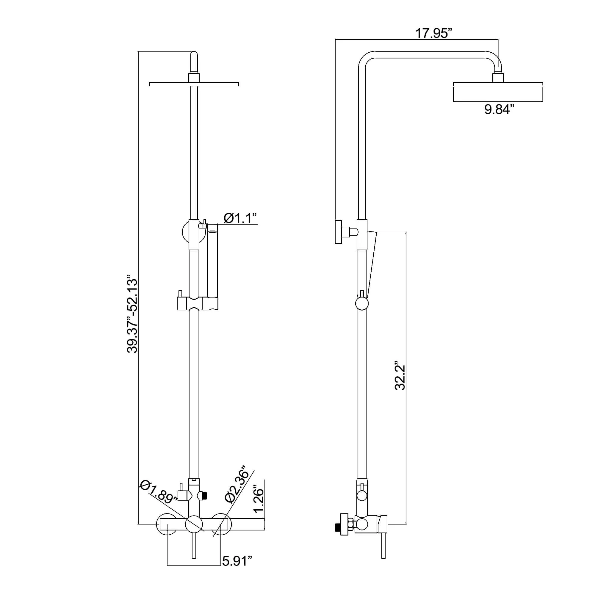 Outdoor Shower Wall Mount with 10-Inch Thin Shower Head and Handheld JK0290