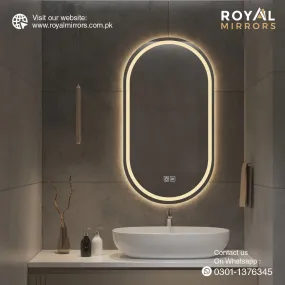 Oval Shape Smart touch LED Mirror, Smart Mirror, Oval Touch LED Mirror for Vanity with dimmable option, Oval Dual Light Smart looking Mirror Vanity1