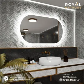 Oval Shape Smart touch LED Mirror, Smart Mirror, Oval Touch LED Mirror for Vanity with dimmable option, Oval Dual Light Smart looking Mirror