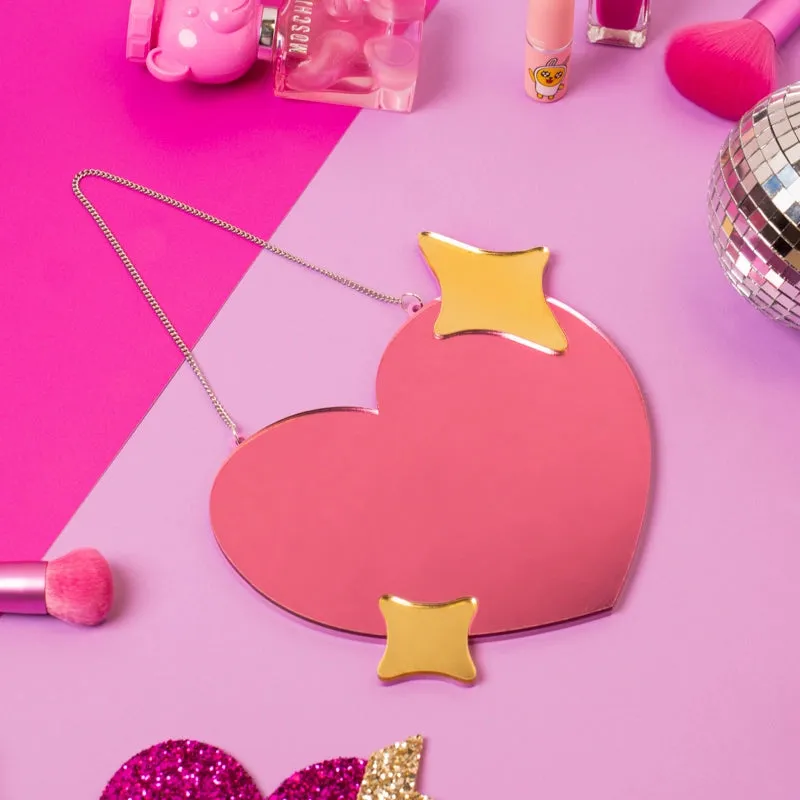 Pink Love Heart Shaped Wall Mirror