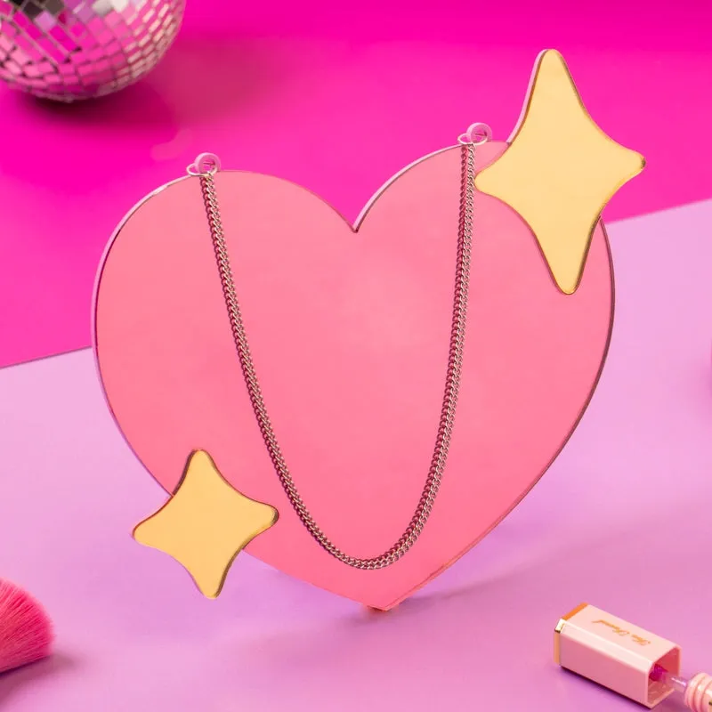 Pink Love Heart Shaped Wall Mirror