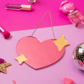 Pink Love Heart Shaped Wall Mirror