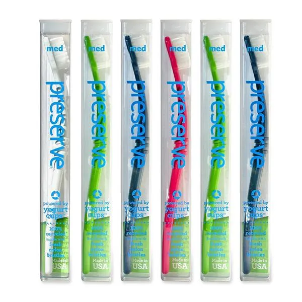 PRESERVE - Toothbrush in Travel Case, Medium Bristles - 6 Brushes