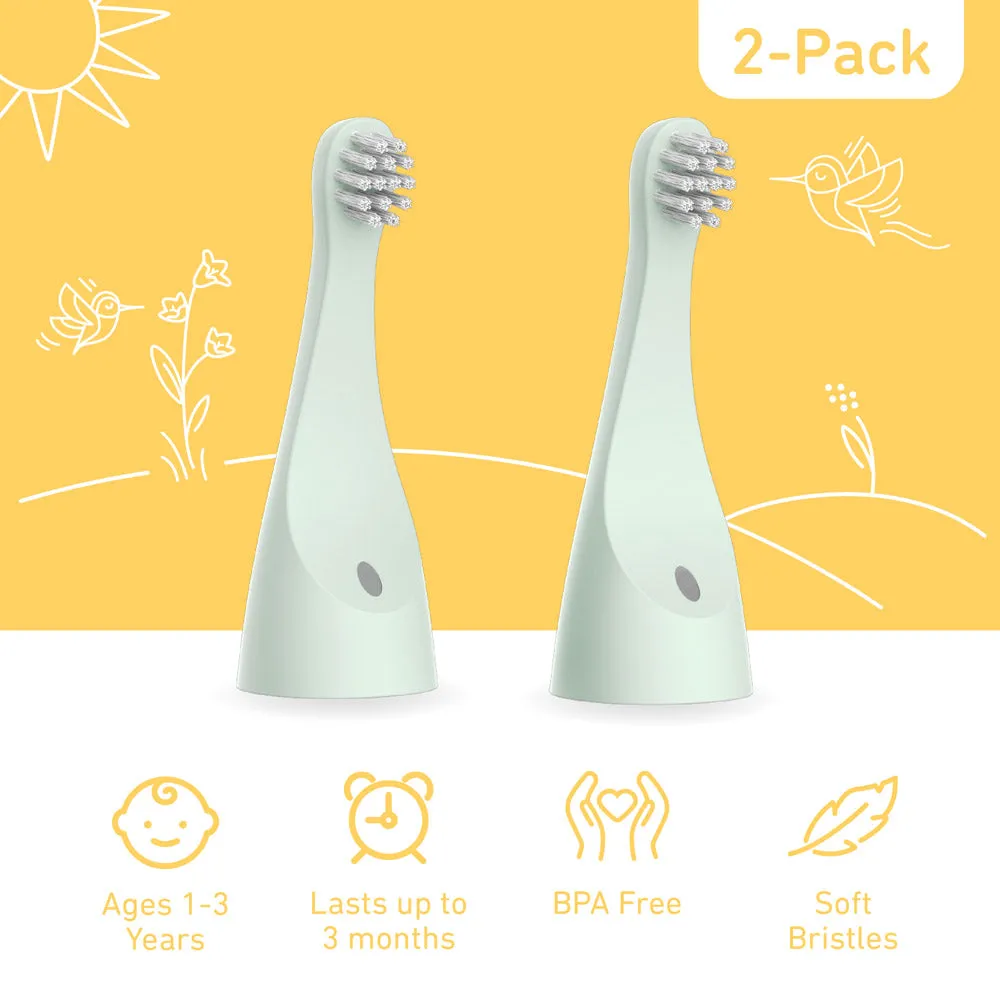 PureBaby Infant-to-Toddler Electric Toothbrush (PEBBYBSH-SG) - 2-Pack Replacement Bristle Brush Heads