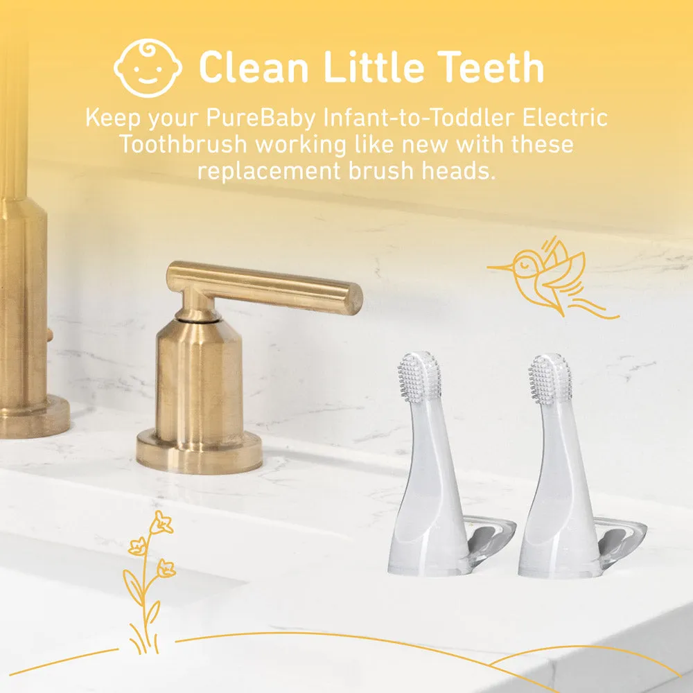 PureBaby Infant-to-Toddler Electric Toothbrush (PEBBYBSH-SG) - 2-Pack Replacement Silicone Brush Heads