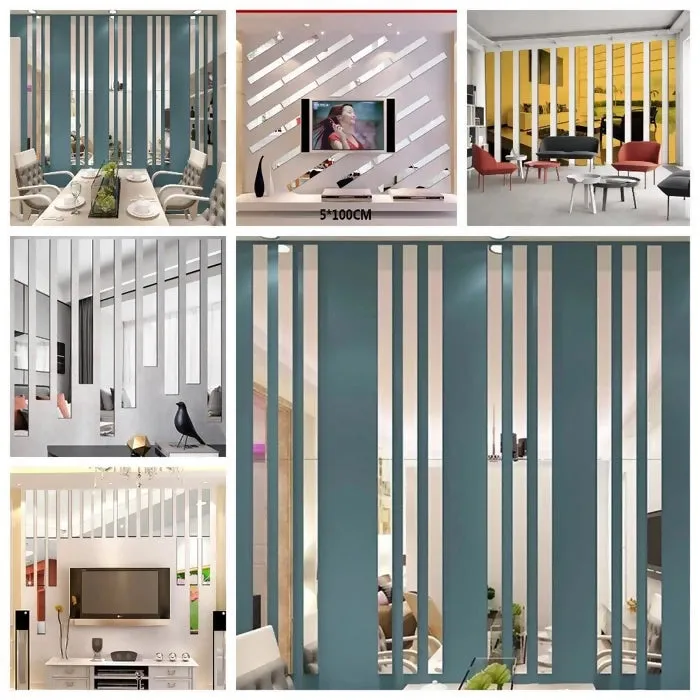 "3D Acrylic Mirror Wall Strips | Home and Office Decor