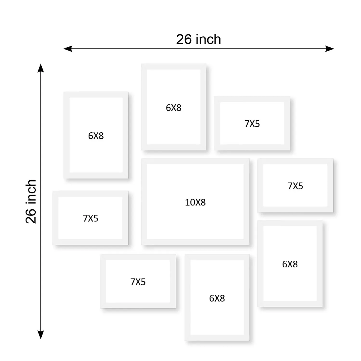 RANDOM Photo Frame of Photos and Picture for Home and Wall Decor For Living Room, Bedroom, Home, Office Set of 9 with 5 Mounts | Photo Collage (White, 5 X 7-4Pcs, 6 X 8-4Pcs & 8 X 10-1Pcs)