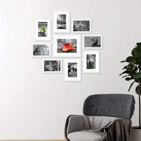 RANDOM Photo Frame of Photos and Picture for Home and Wall Decor For Living Room, Bedroom, Home, Office Set of 9 with 5 Mounts | Photo Collage (White, 5 X 7-4Pcs, 6 X 8-4Pcs & 8 X 10-1Pcs)