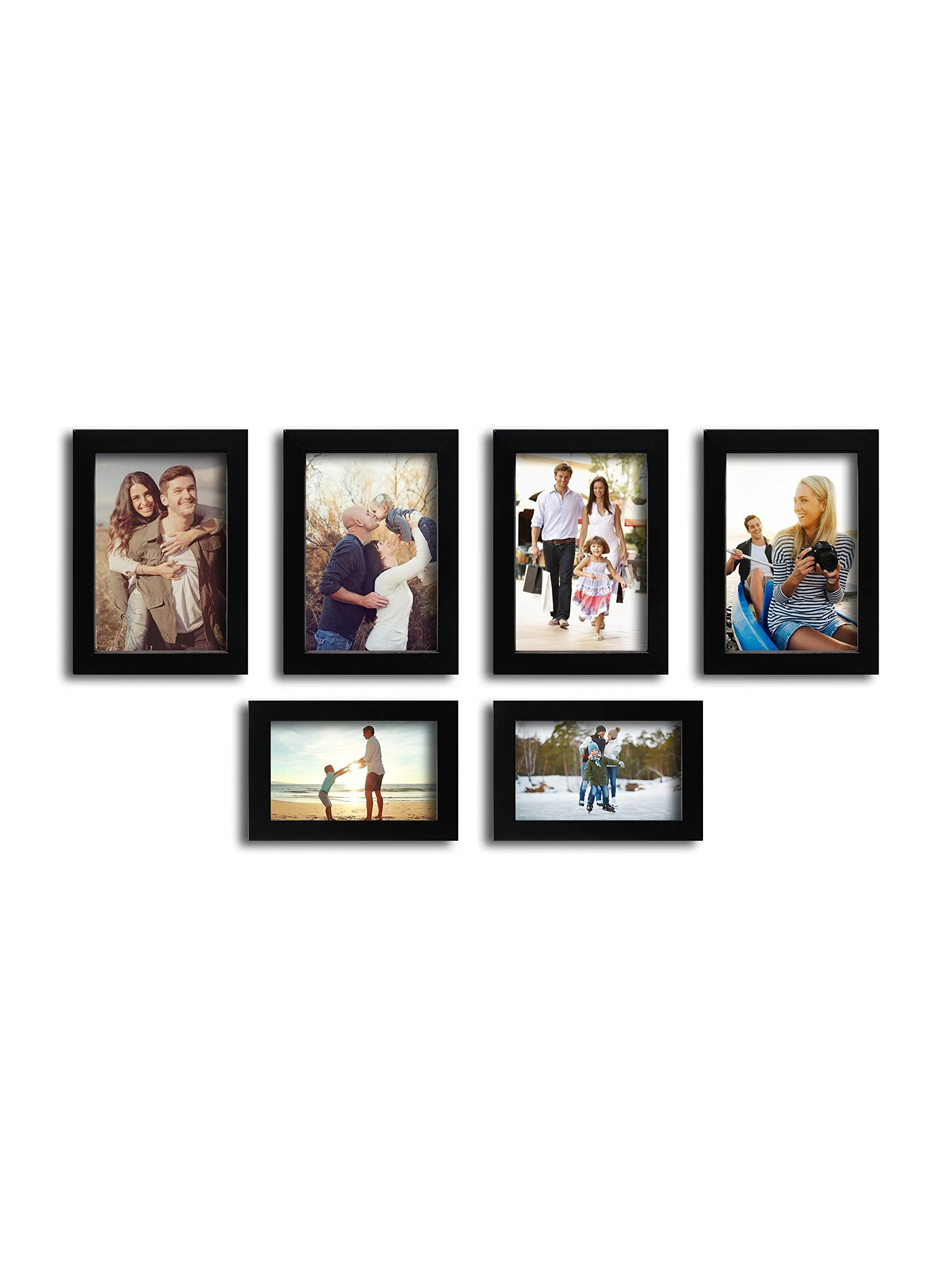 RANDOM Set of 06 individual photo frames (4"X6"-2PCS & 5"x7"-4pcs) BLACK