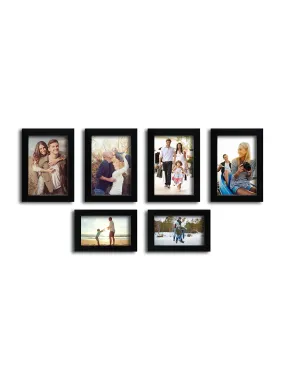 RANDOM Set of 06 individual photo frames (4"X6"-2PCS & 5"x7"-4pcs) BLACK