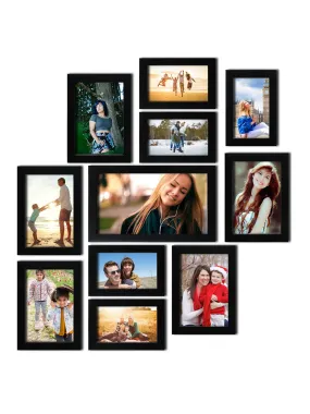 RANDOM Set of 11 Individual Photo frames (6"X10"-1,5"X7"-5, 4"X6"-5) Black