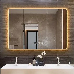 Rectangle Wall Mounted Smart Mirror for Bathroom with LED Light Time/Temperature, Display Anti-Fog, Touch Switch