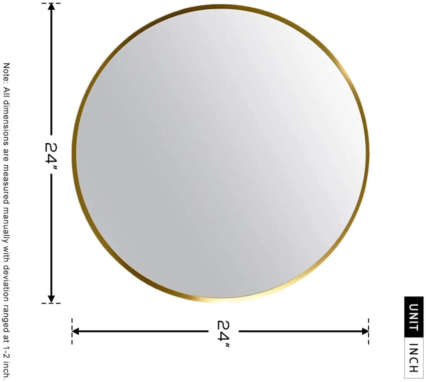 Round Mirror Wall Mounted with LED Light,Illuminated Vanity Mirror,Stylish Wall Mirror for Living Room/Bedroom/Dressing Room (Warm,White,Natural White, Size 24x24 Inch,Black Aluminium Framed).