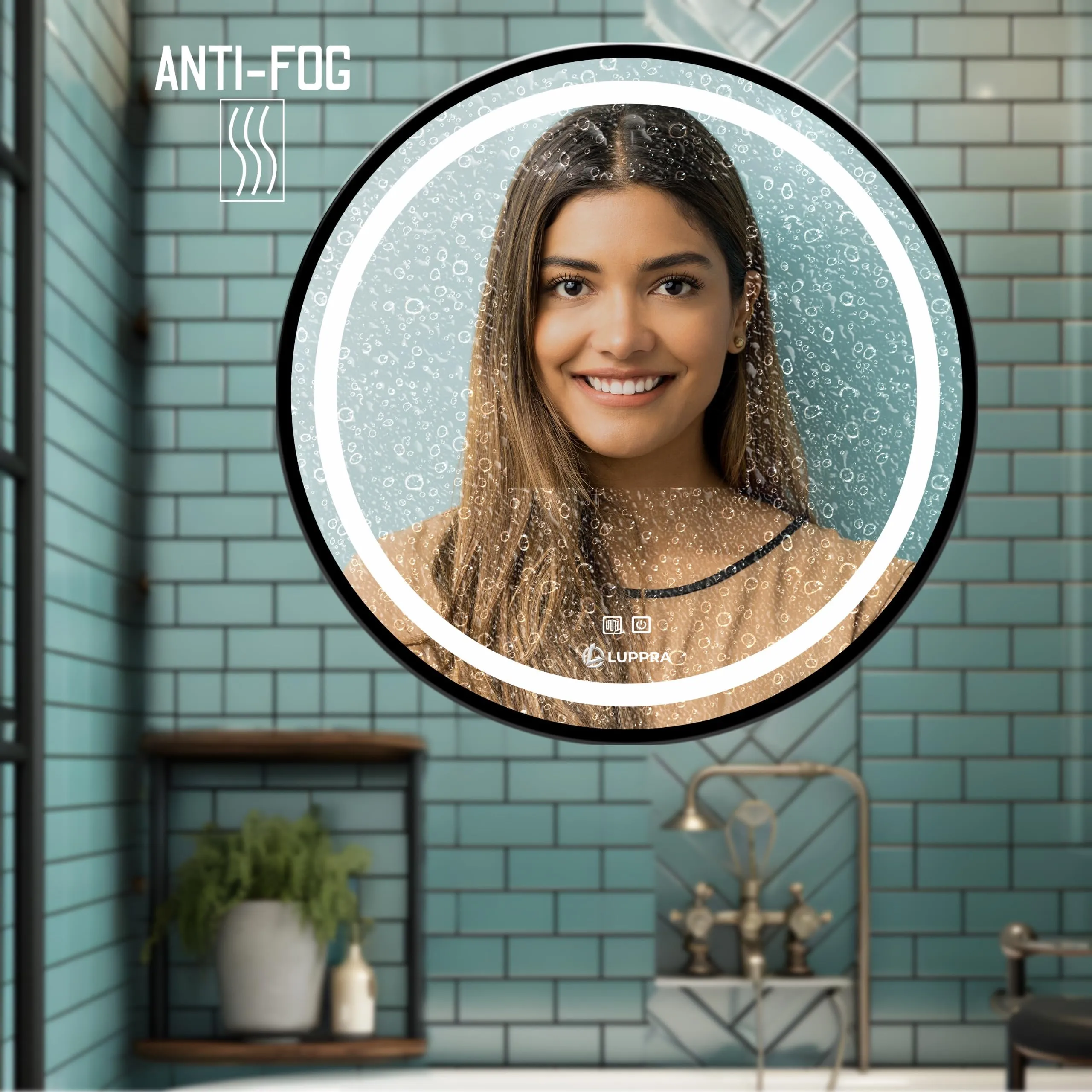 Round Mirror Wall Mounted with LED Light,Illuminated Vanity Mirror,Stylish Wall Mirror for Living Room/Bedroom/Dressing Room (Warm,White,Natural White, Size 24x24 Inch,Black Aluminium Framed).