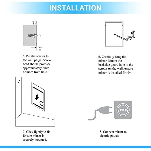 R.S Internationals Smart Touch Sensor Mirror with Bright LED Light in Inch (Glass for Bathroom, 24X24)
