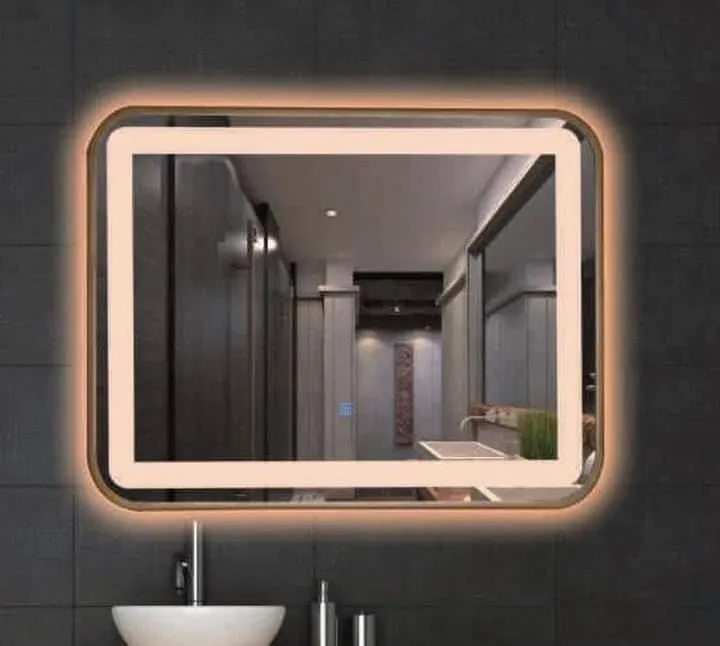 R.S Internationals Smart Touch Sensor Mirror with Bright LED Light in Inch (LED Mirror Glass Pink, 15X18)