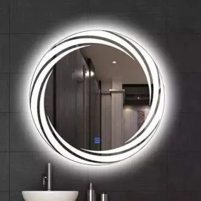 R.S Internationals Smart Touch Sensor Mirror with Bright LED Light in Inch (Round Black White, 18X18)