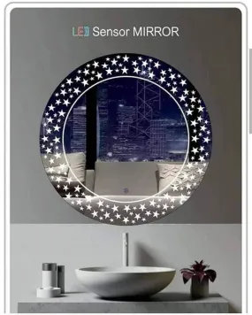 R.S Internationals Smart Touch Sensor Mirror with Bright LED Light in Inch (Round Star, 24X24)