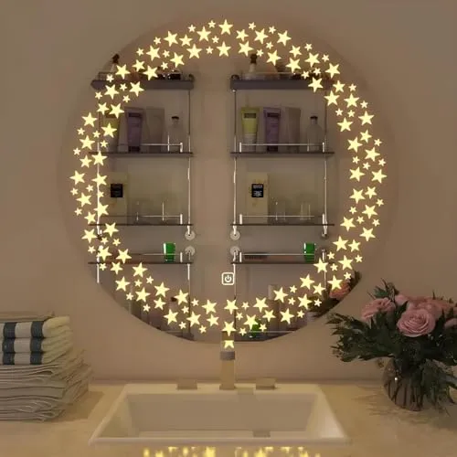 R.S Internationals Smart Touch Sensor Mirror with Bright LED Light in Inch (Star Designer Mirror, 18X18)
