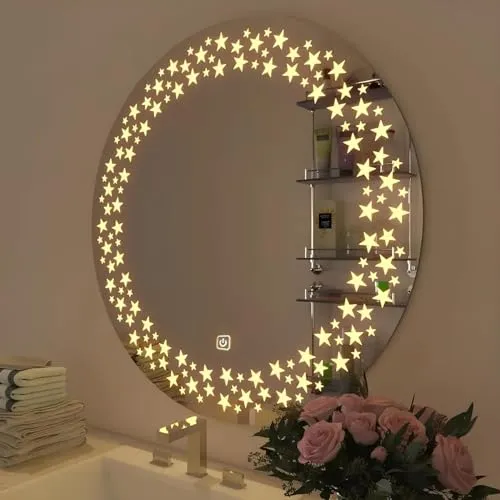 R.S Internationals Smart Touch Sensor Mirror with Bright LED Light in Inch (Star Designer Mirror, 18X18)