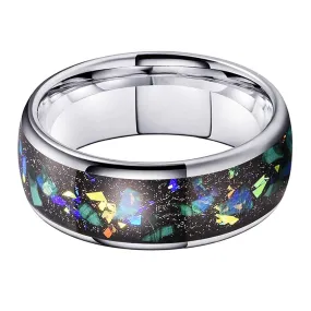 Shard Opal & Silver Tungsten Ring (8mm)
