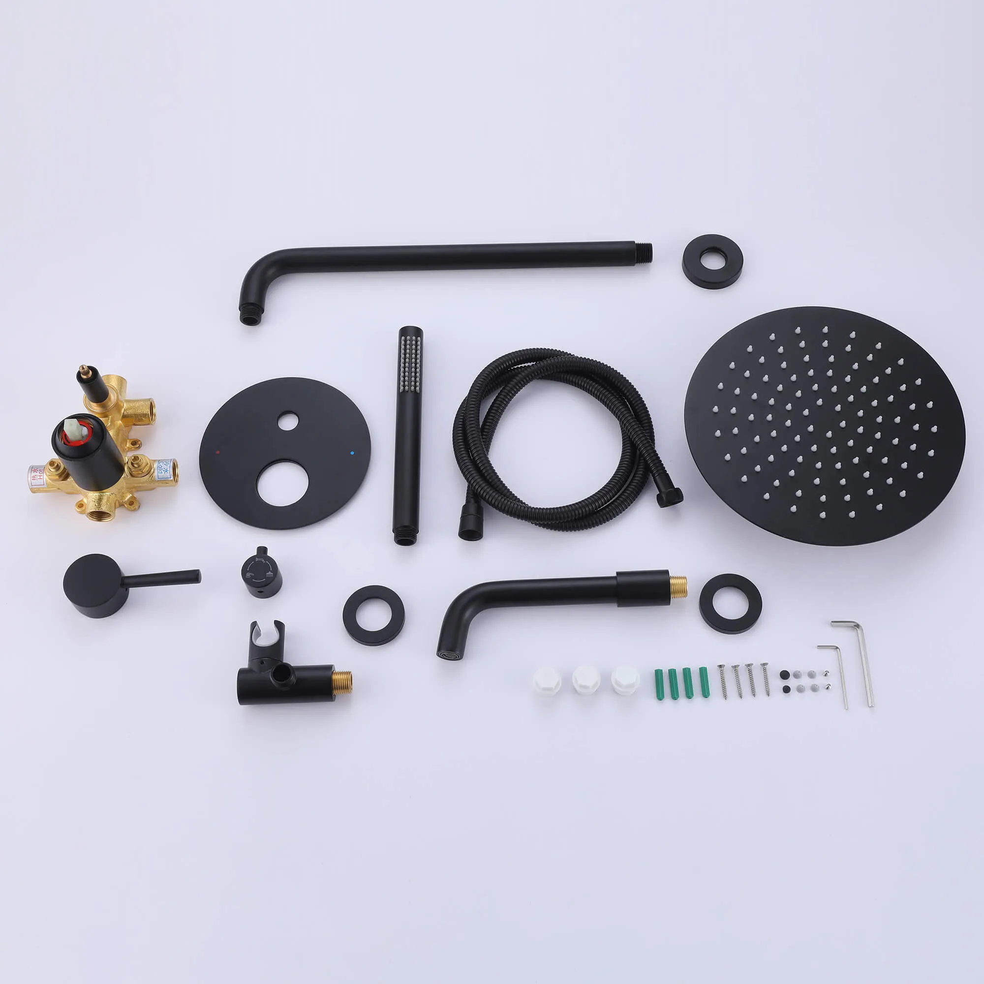 Shower System Matte Black Wall Mount 3-Function Tub Shower Combo Set RB1109