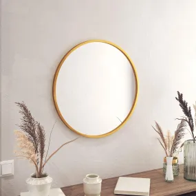SmileSellers Metal Decorative HD Clear Mirror Wall Mount Round Wall Mirror for Bedroom, Home Decor, wash Basin, Vanity, Makeup, Bathroom (21"X21"-GOLDEN)