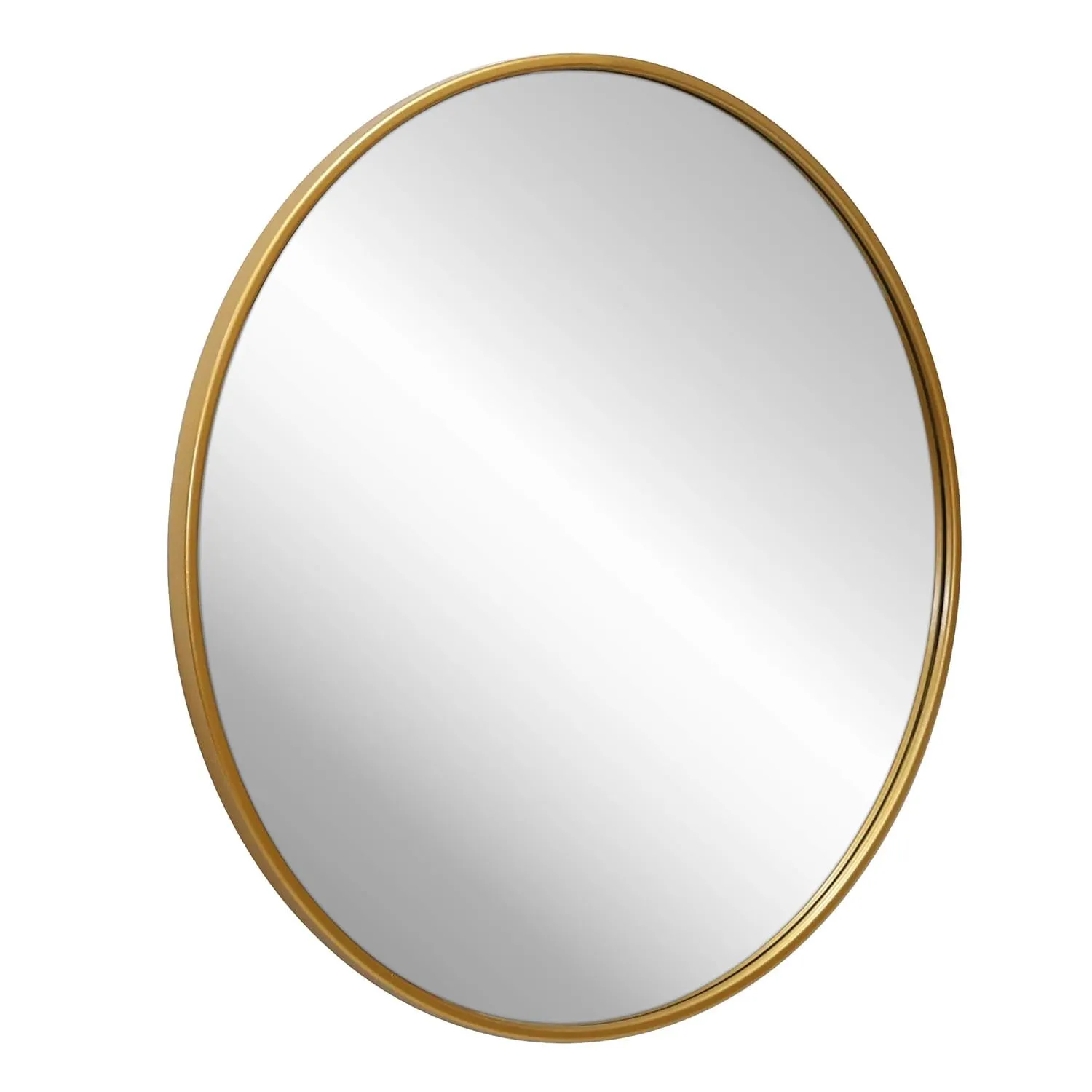 SmileSellers Metal Decorative HD Clear Mirror Wall Mount Round Wall Mirror for Bedroom, Home Decor, wash Basin, Vanity, Makeup, Bathroom (21"X21"-GOLDEN)