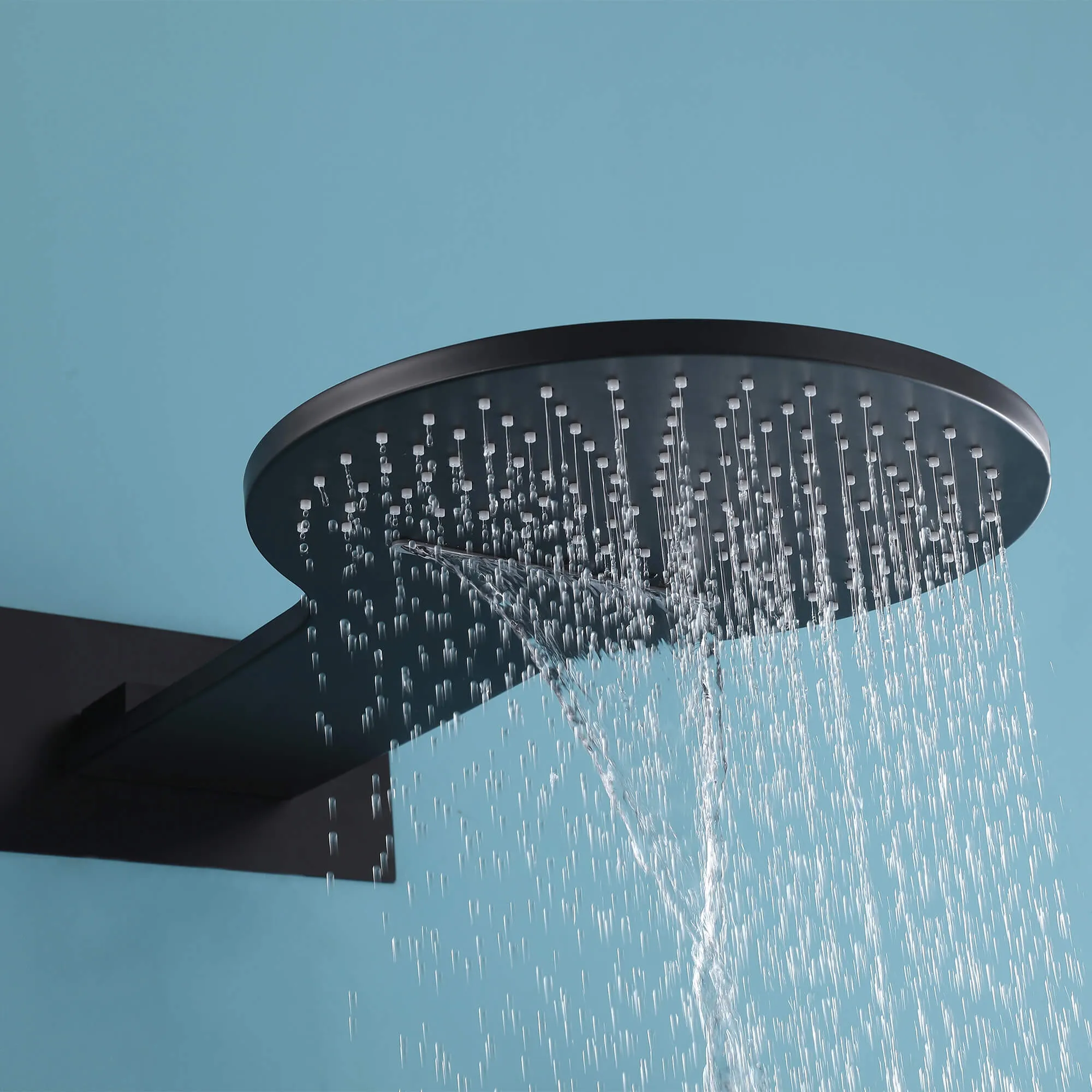 Solid Brass Wall Mount Thermostatic Shower System Matte Black AD0001MB
