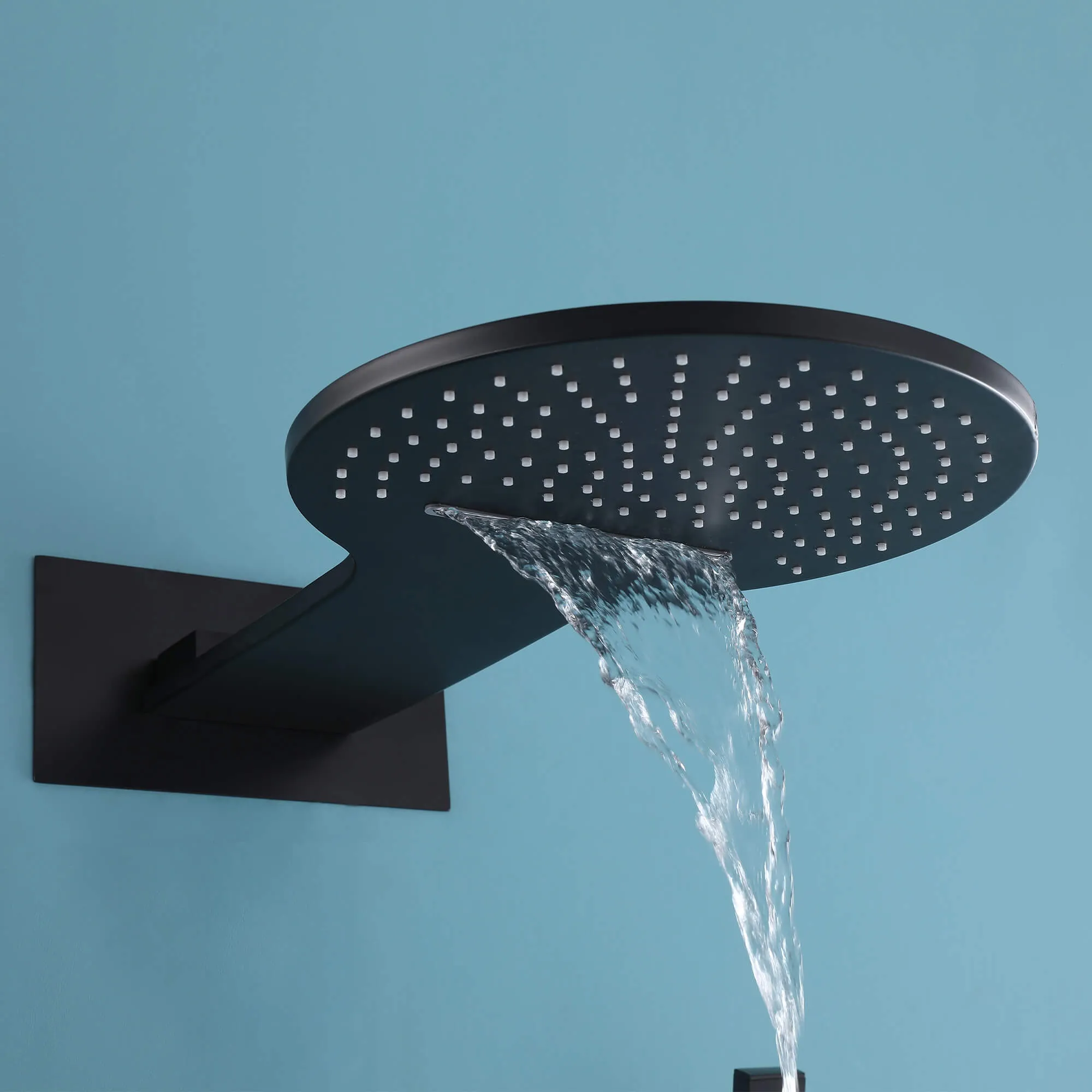 Solid Brass Wall Mount Thermostatic Shower System Matte Black AD0001MB