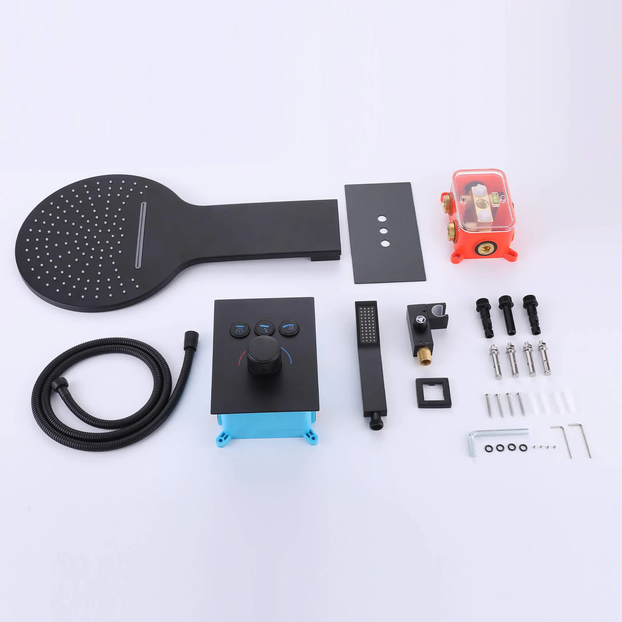 Solid Brass Wall Mount Thermostatic Shower System Matte Black AD0001MB