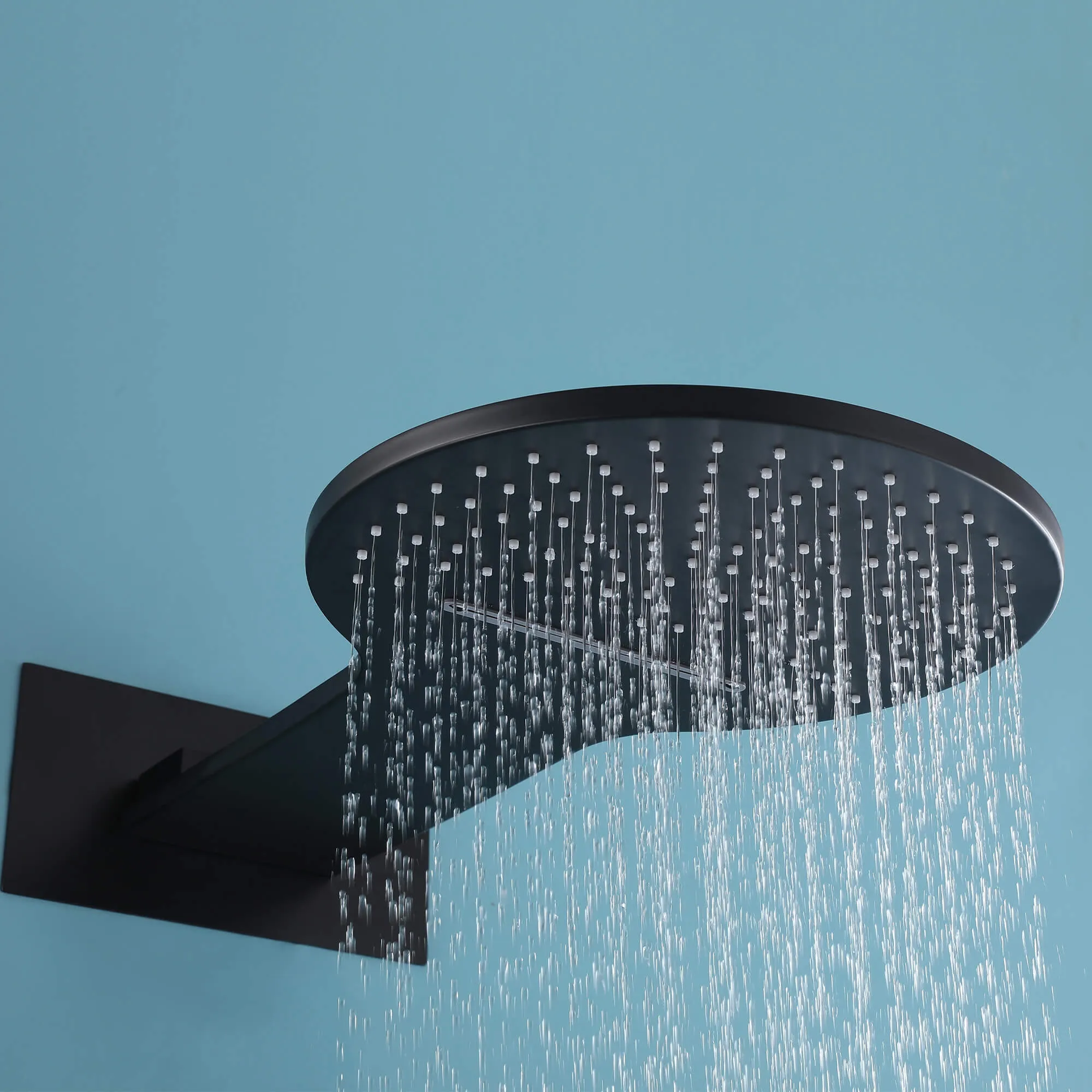 Solid Brass Wall Mount Thermostatic Shower System Matte Black AD0001MB