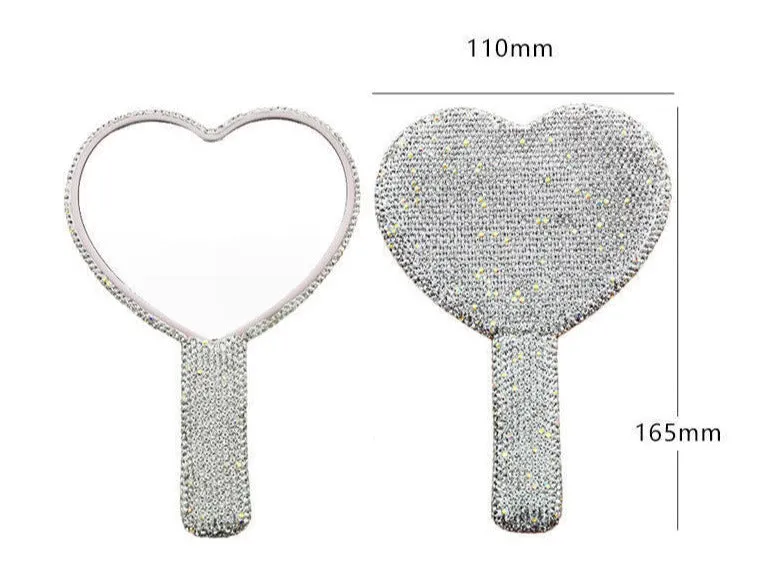 Sparkle Diamond Heart Shaped Mirror Crystal Mirrors Home Bedroom Desktop Make Up Mirror Cosmetic Mirror Single-sided Mirror
