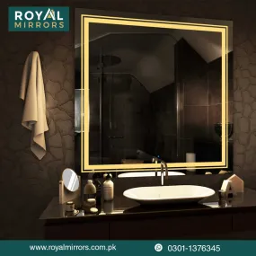 Square Smart Touch LED Mirrors, Led Smart Mirror, Bathroom Mirrors with 3 color Light option, Anti-Fog Wall-Mounted Mirror for Makeup and Shaving, Square Light Mirror