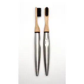 Stainless steel and bamboo toothbrush