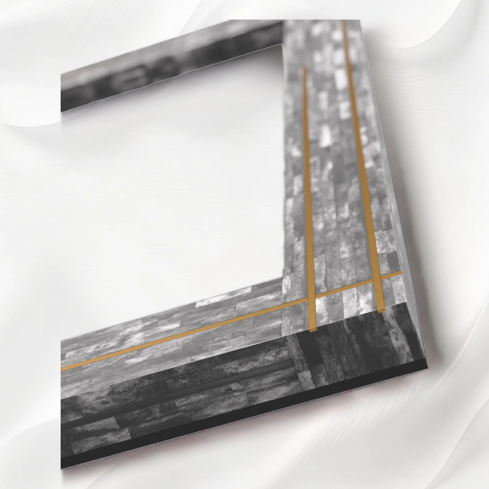 Stella Colored Bone and Brass Inlay Mirror Grey