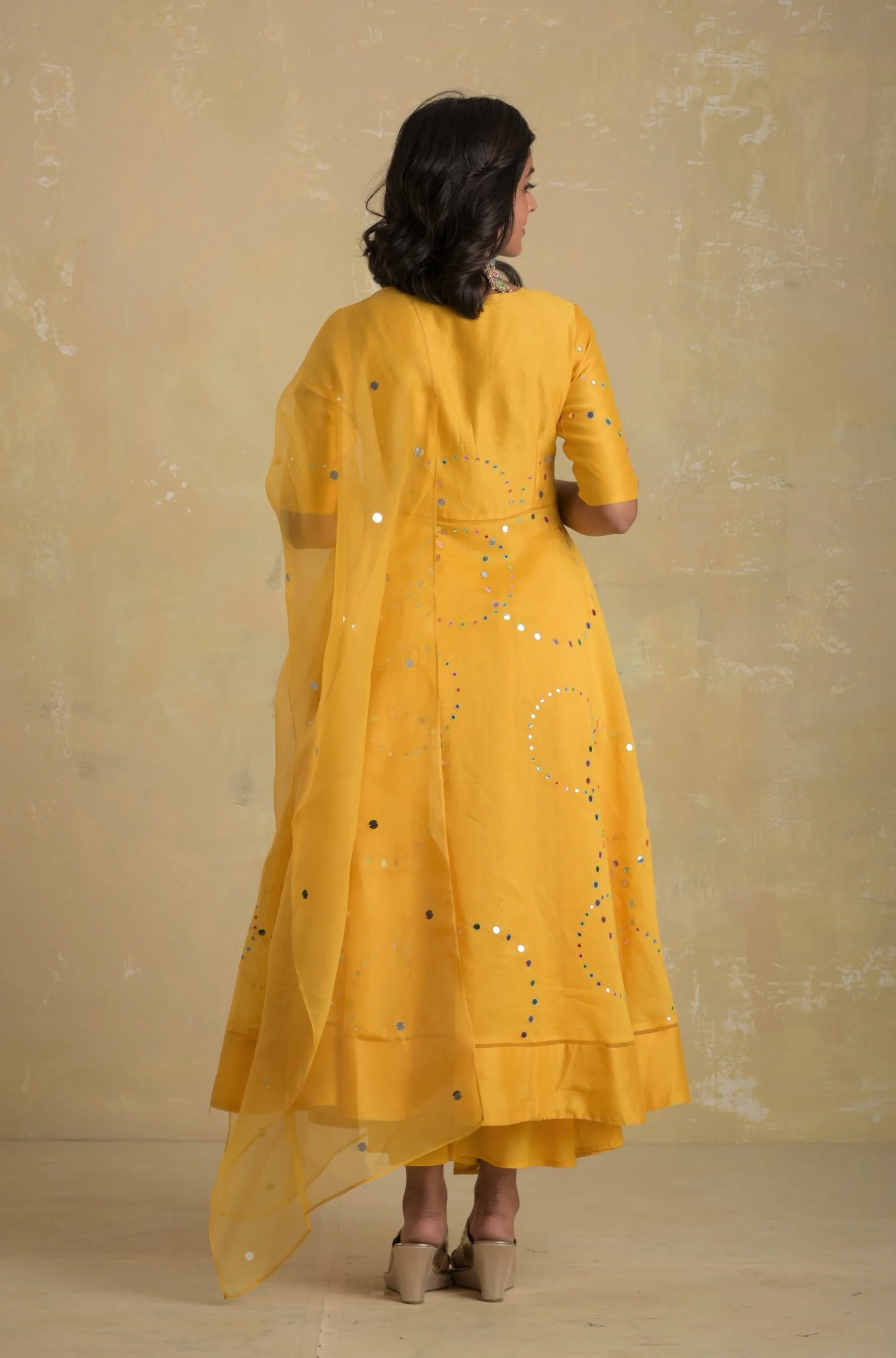 Sunflower Yellow Flared Anarkali - Set of 3 | RTS