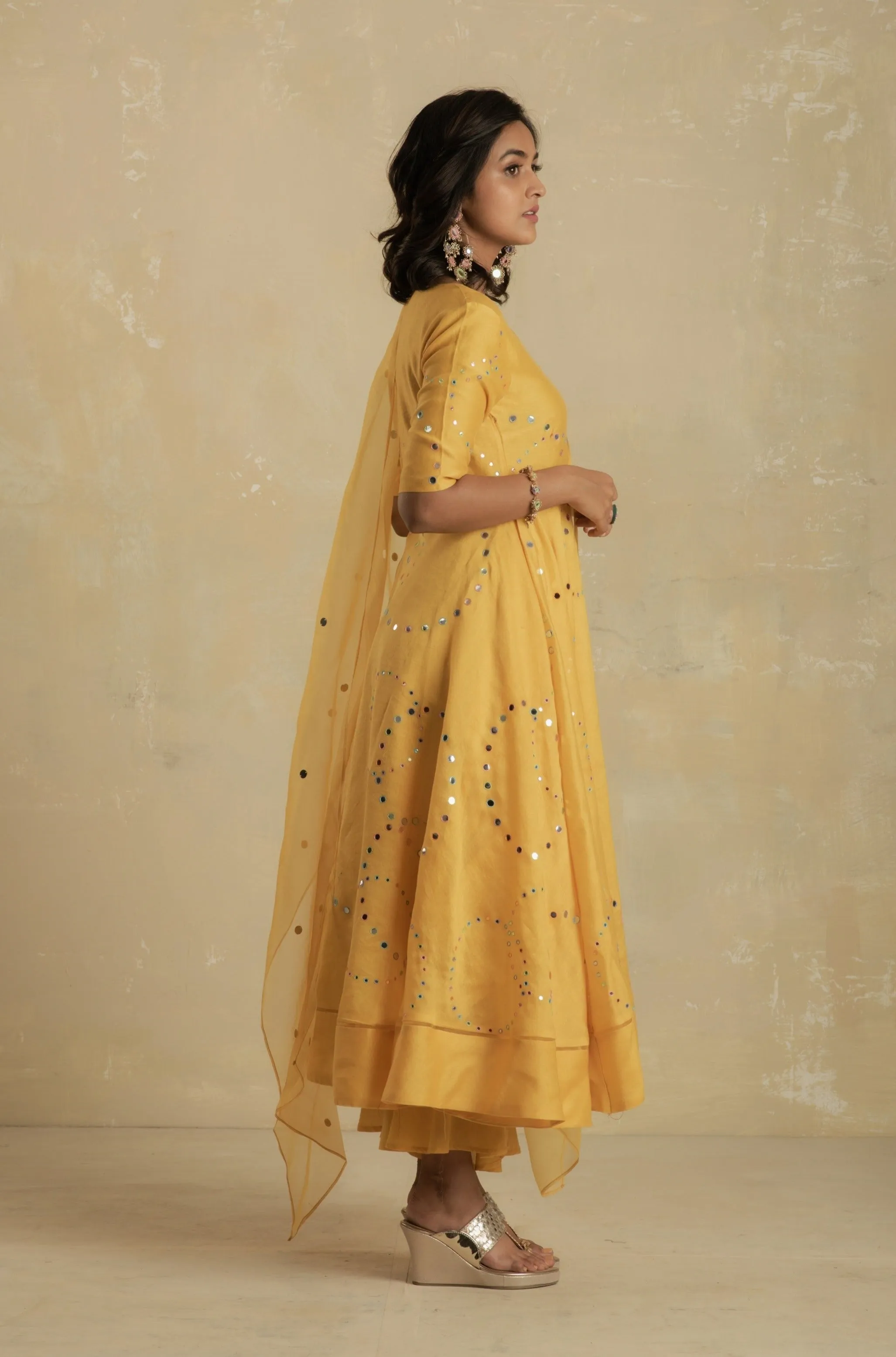 Sunflower Yellow Flared Anarkali - Set of 3 | RTS