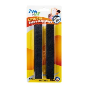 Super Grip Black Hook And Loop Strips (4 Sets)
