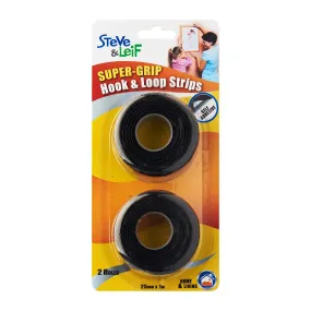 SuperGrip Black Hook And Loop (2 Rolls)