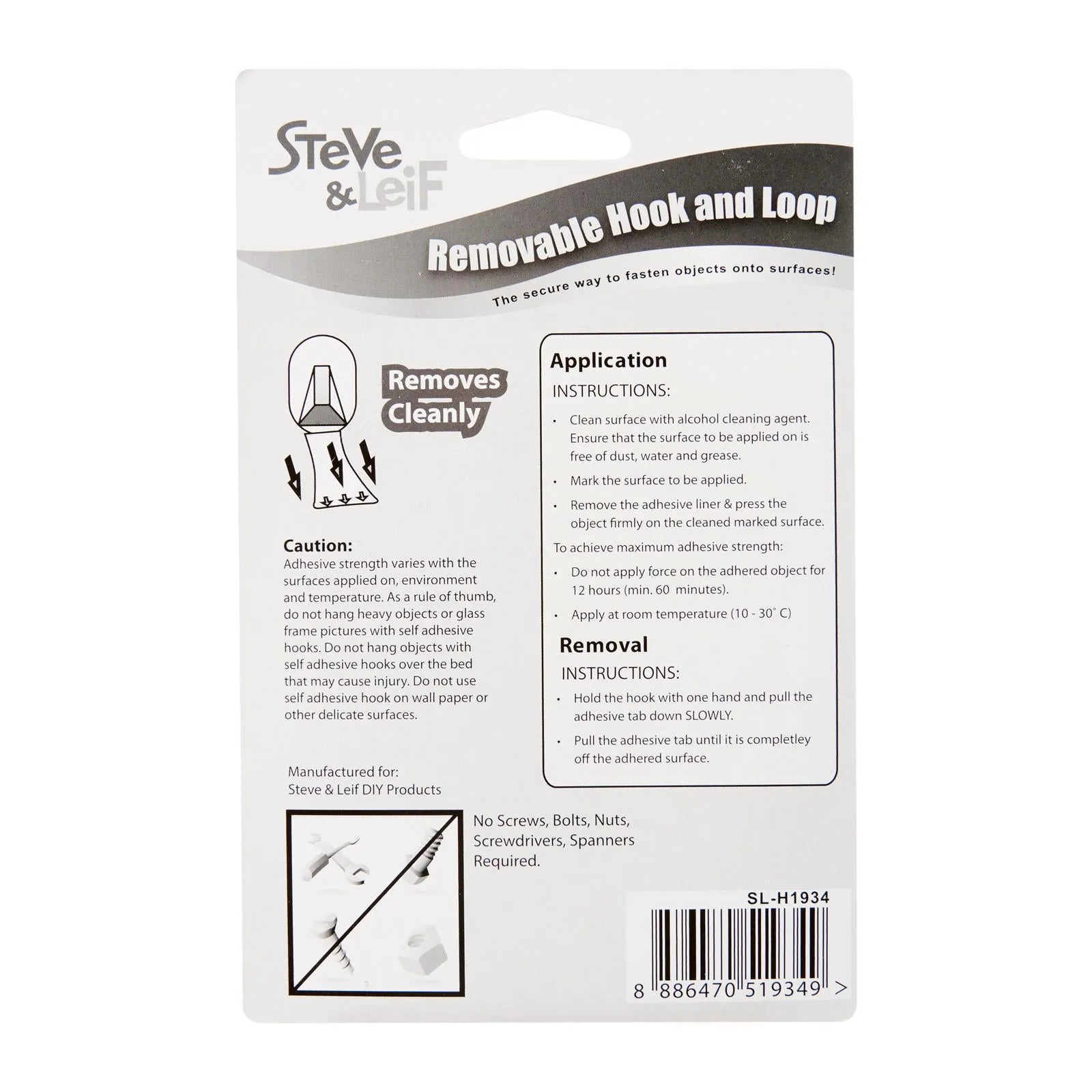 SuperGrip Removable Hook & Loop Strips (Large) 4sets