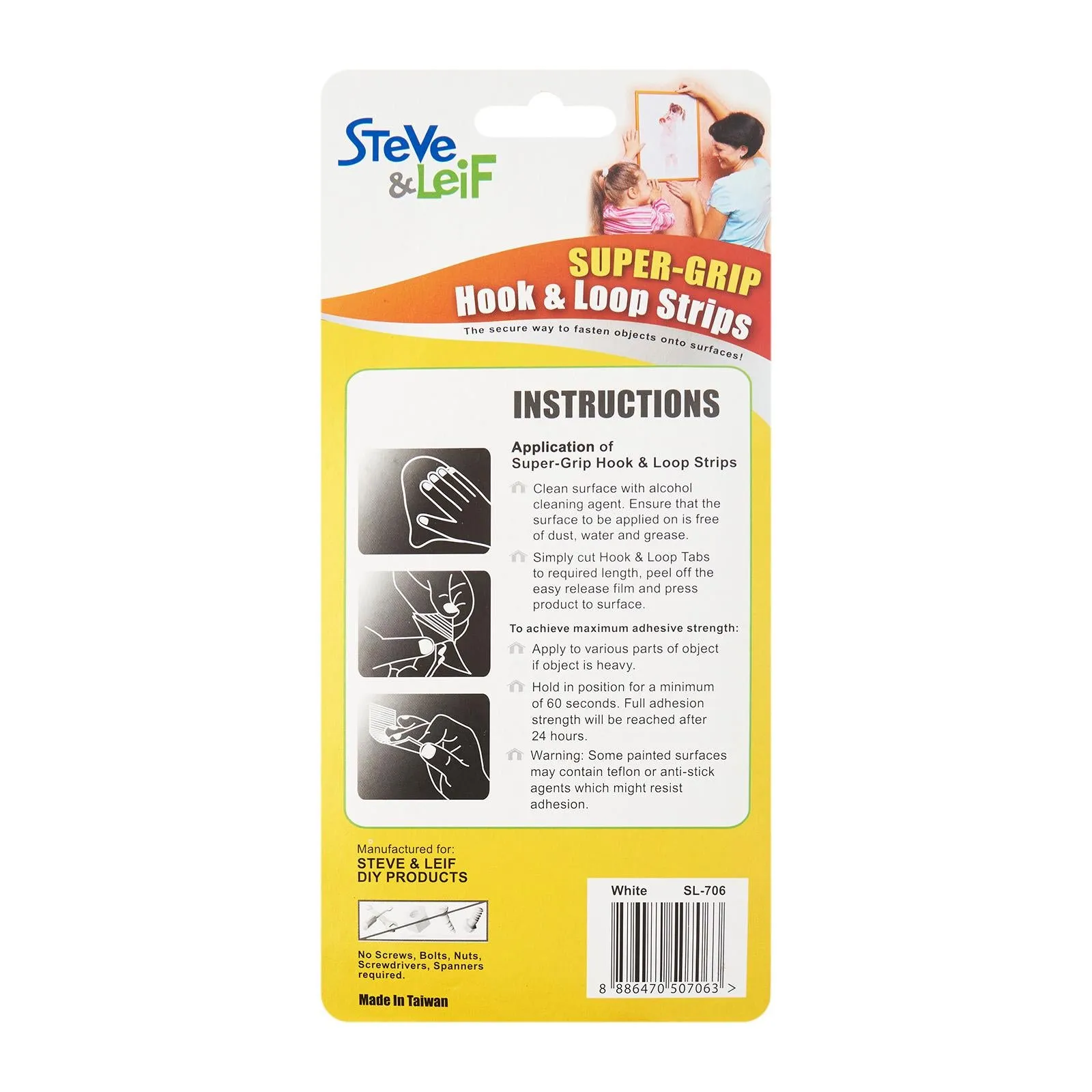 SuperGrip White Hook and Loop (2 Rolls)