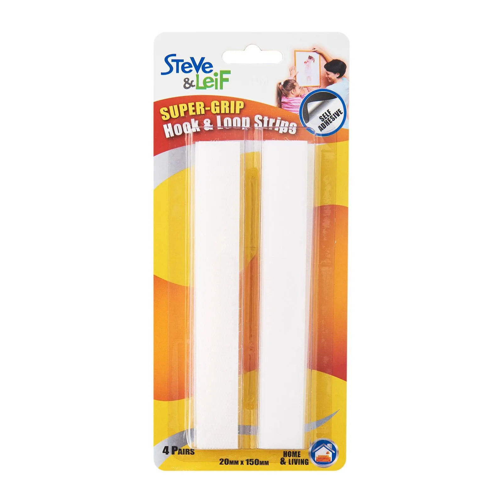 SuperGrip White Hook and Loop Strips (4 Sets)
