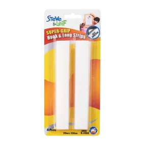 SuperGrip White Hook and Loop Strips (4 Sets)