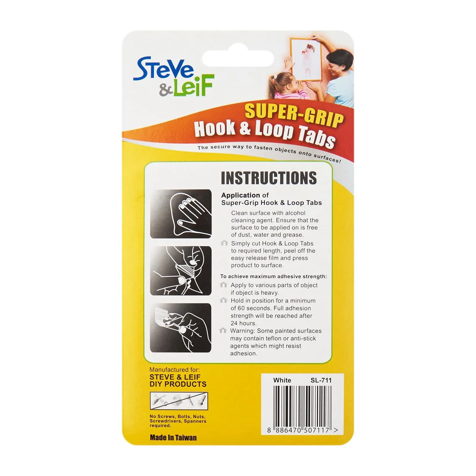 SuperGrip White Hook and Loop Tabs (12 Pairs)